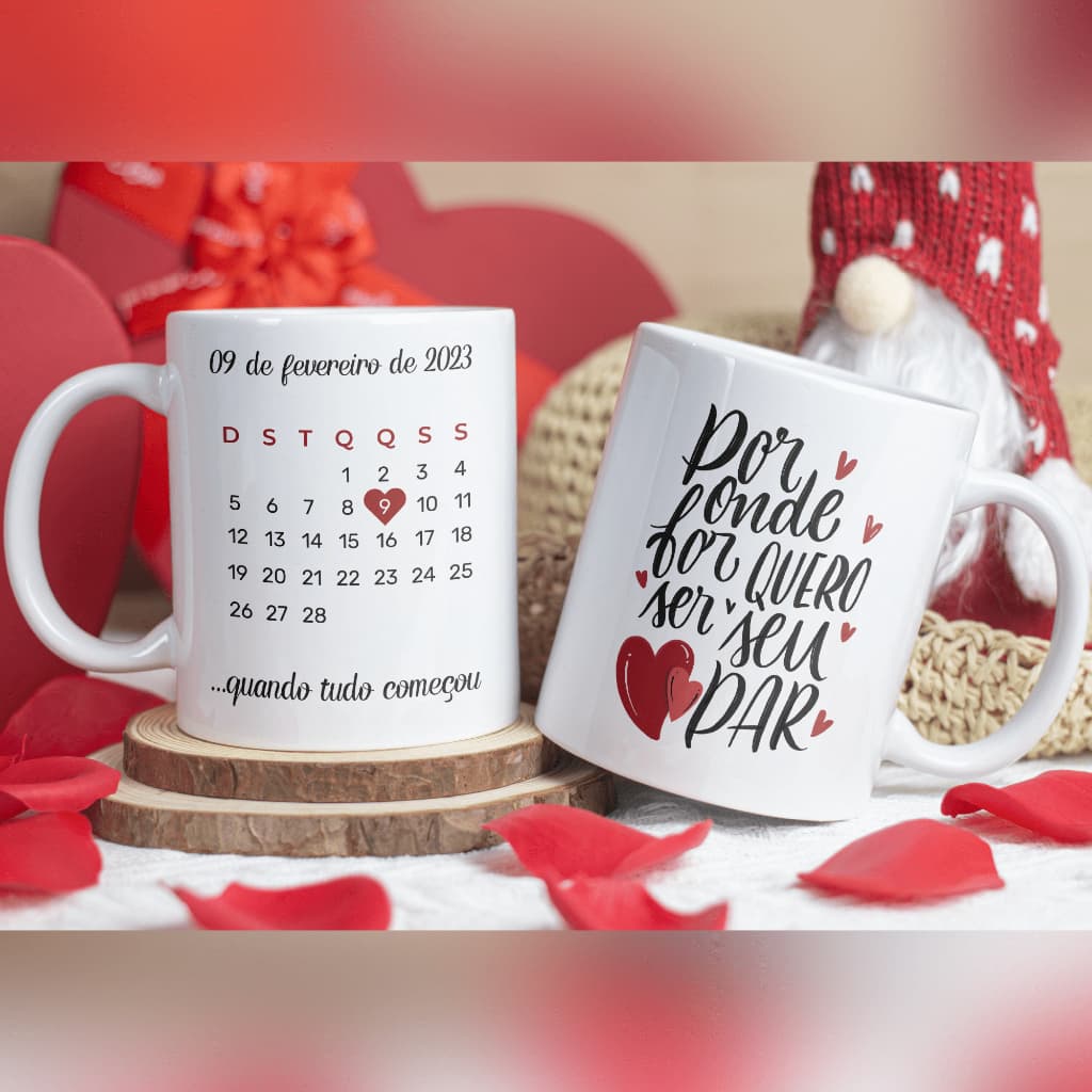 Presente personalizado, Caneca personalizada namorados com data, presente criativo, dia dos namorados