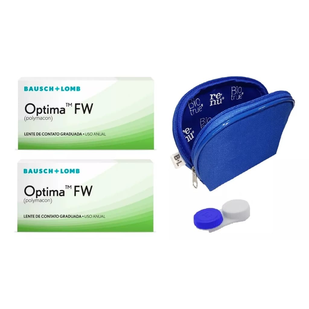 1 Par Lentes de Contato Optima Fw Anual com Estojo e Necessaire