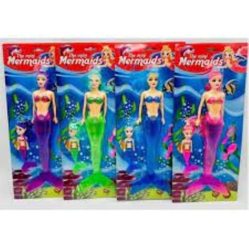 Boneca Sereia Com Luz Com Filha Brinquedo De Plástico