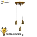 Pendente Luminária Lustre Decorativo Soquete Coluna 3 Lâmpadas E-27 varias medidas Completo