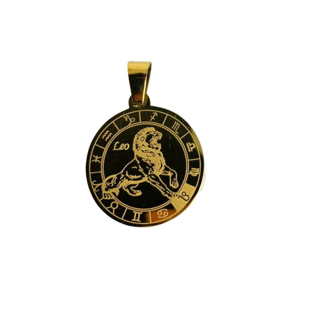 Pingente Dourado Redondo Signo Leão