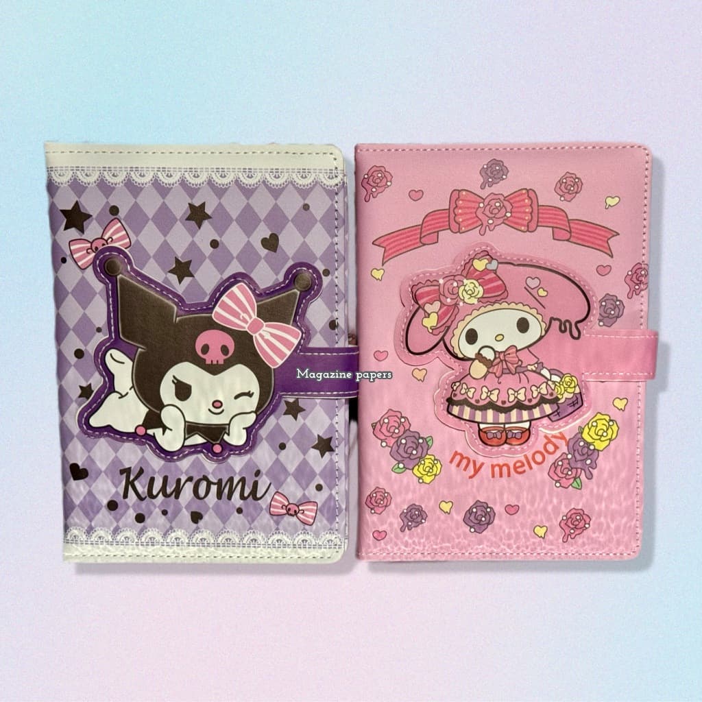 Caderno Sanrio Kuromi/My melody A5 escolar fecho de ima capa dura almofadado- UNIDADE