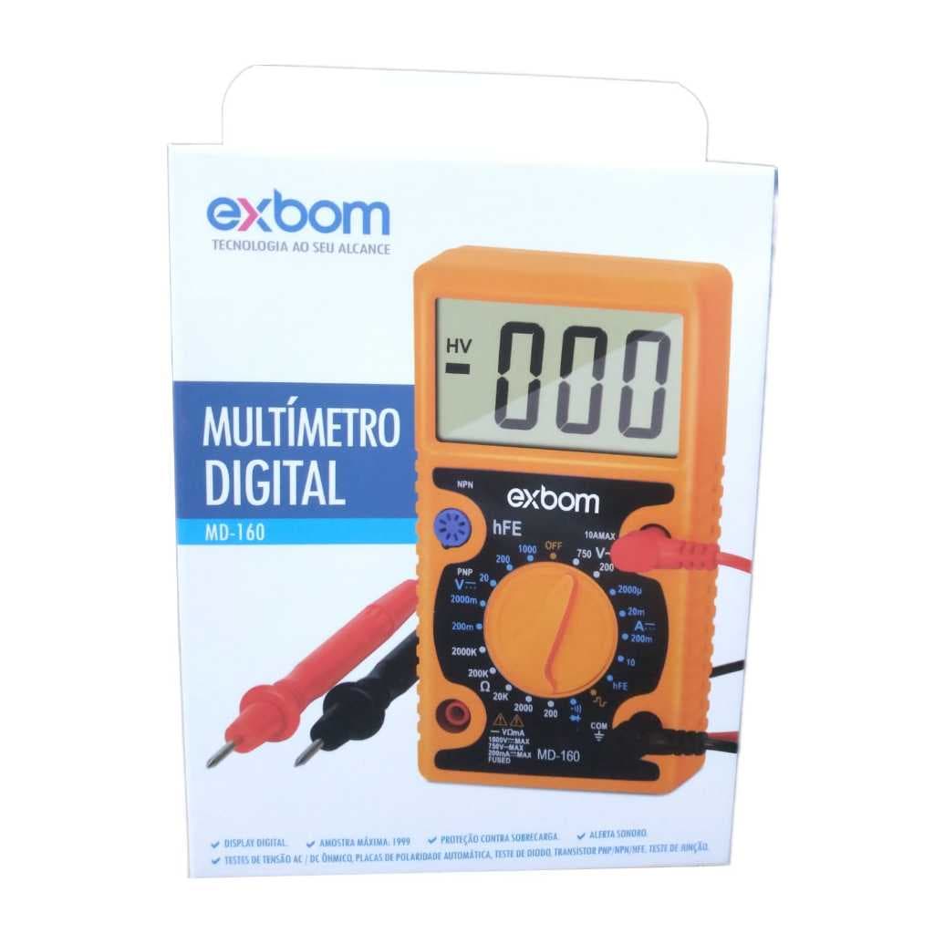 Multímetro Digital Exbom MD 160 Profissional Portátil com Bip Sonoro Teste