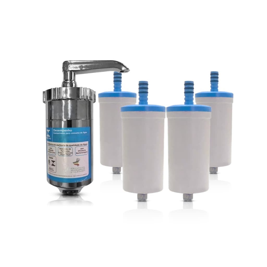 Kit Copo Filtro Abs Torneira Cozinha Gourmet Pia + 4 Refil