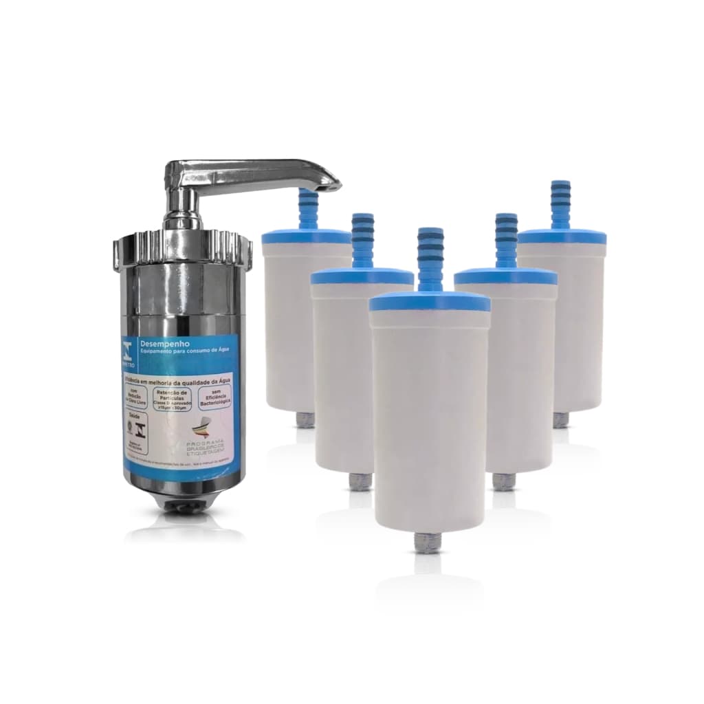 Kit Copo Filtro Abs Torneira Cozinha Gourmet Pia + 5 Refil