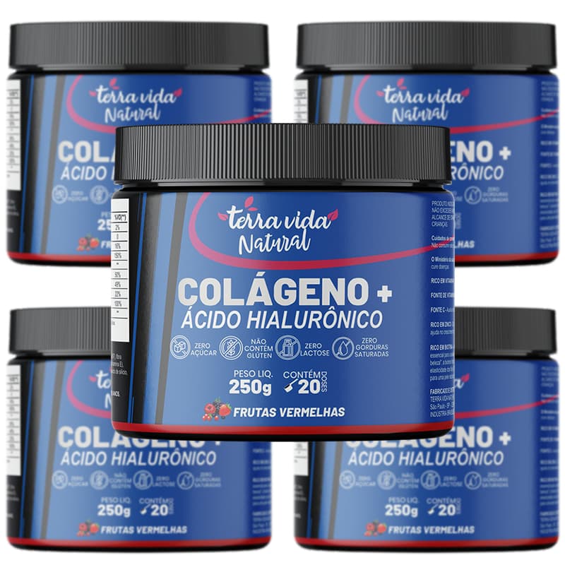 Colágeno Com Ácido Hialuronico Matéria Prima Importada com 250g - Mega Oferta