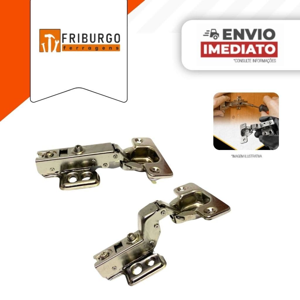Kit 4 Dobradiça Calço Fixo Pistão De Inox (Reta, Curva e Super Curva) 40MM