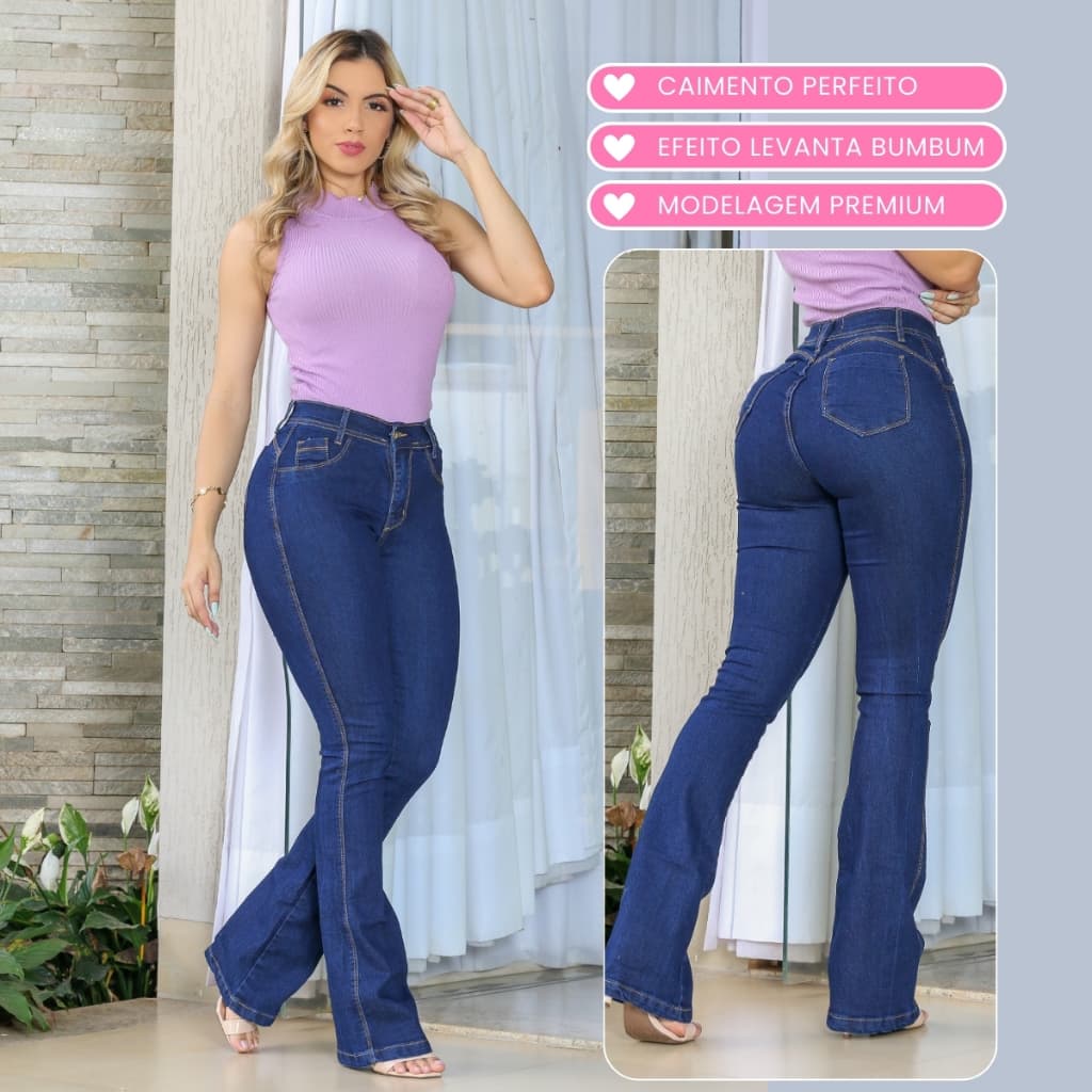 Calça Jeans Feminina Flare Levanta Bumbum