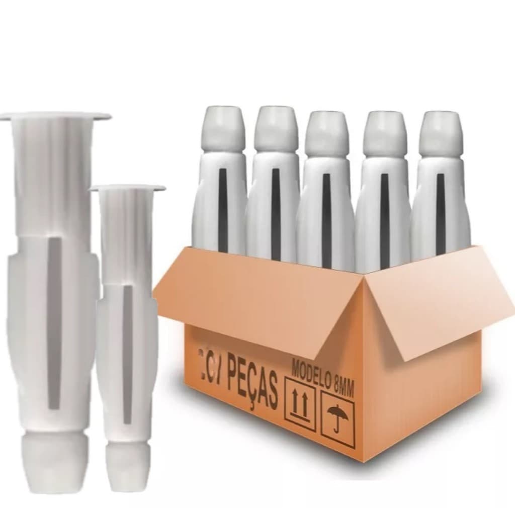 200pcs Bucha Mu Sfor 8mm P/ Drywall Bloco Tijolo Oco