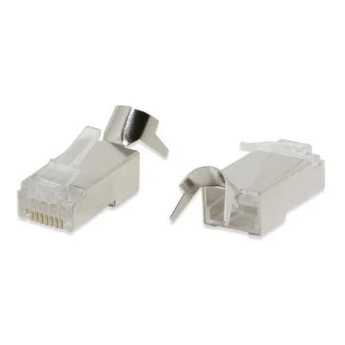 Conector RJ45 Cat6A Blindado com Guia 10 Peças