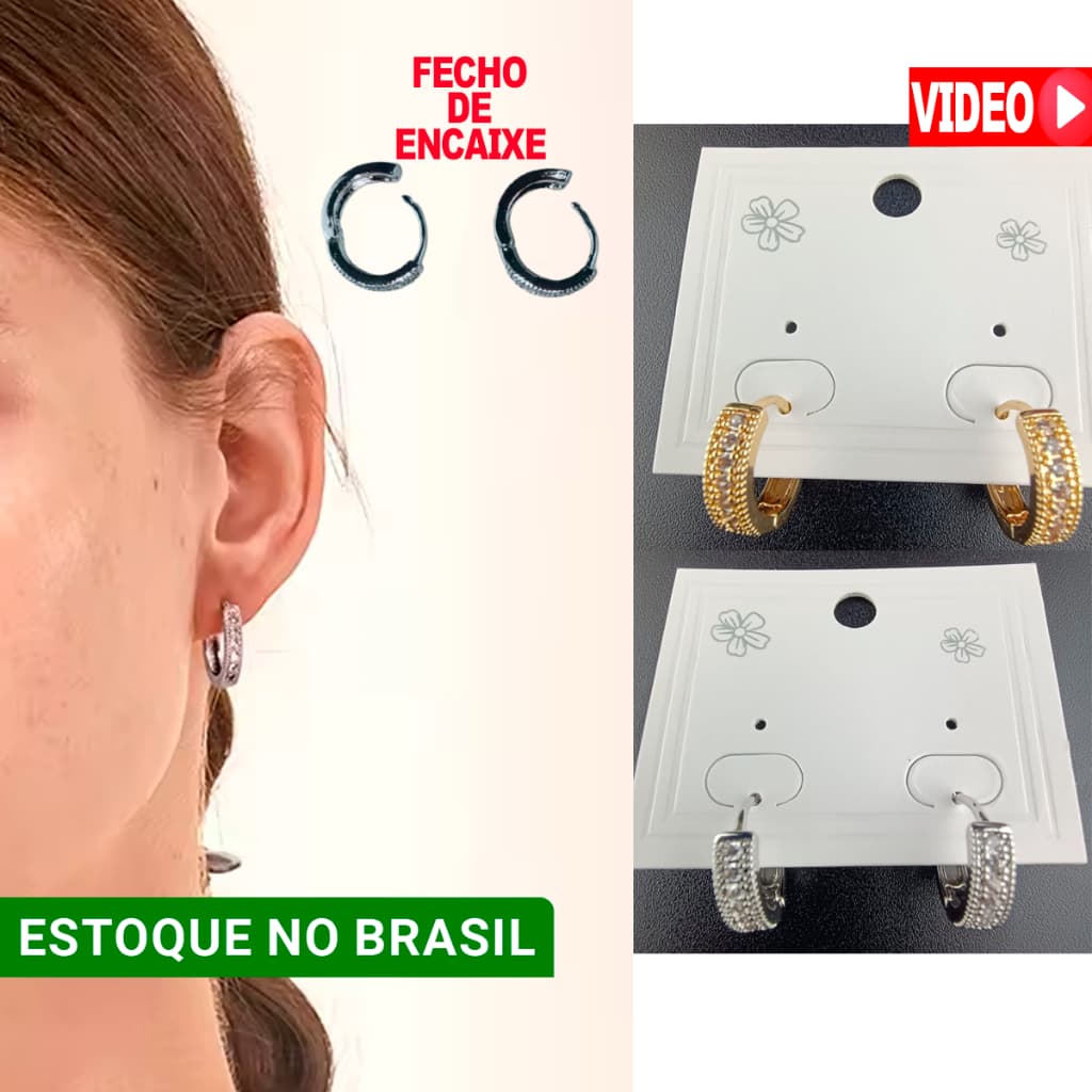 Brincos Folheados em Zircônia de encaixe Acessórios De Jóias Em Círculo Para Meninas Femininas