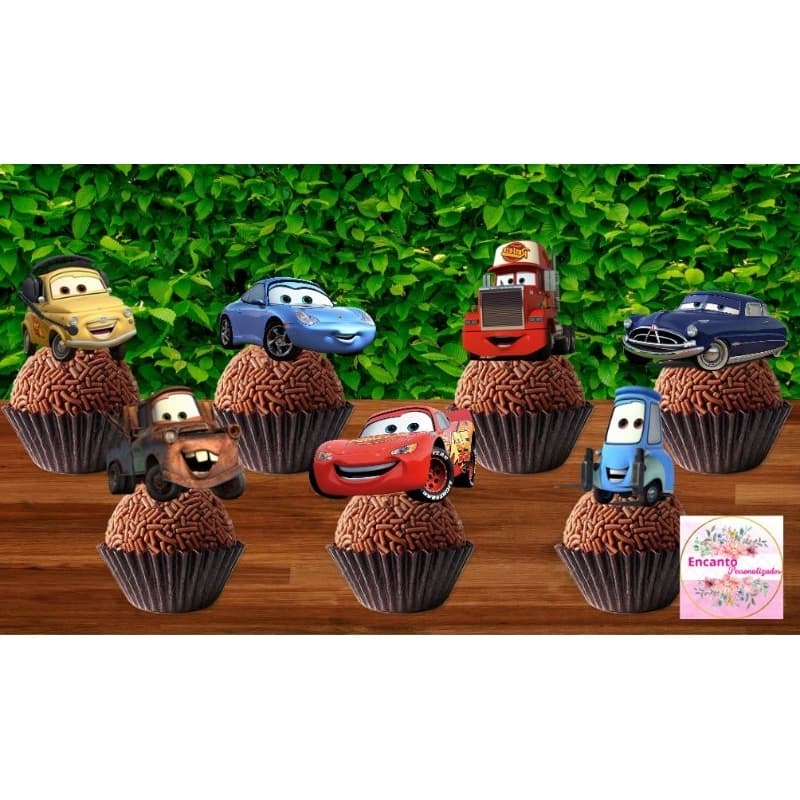 50 Tags Toppers P/Docinho para festa DISNEY CARROS, brigadeiro e beijinho
