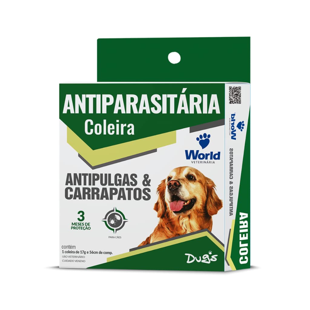 Coleira Antipulgas e Carrapatos Para Cachorro Dugs 56cm