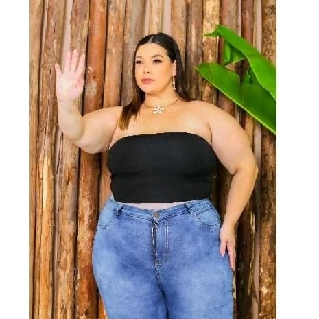 Blusa Camiseta Cropped Blusinha Tomara Que Caia Faixa Sem Alcinha Plus Size Tamanho Grande Confortável Elasticidade