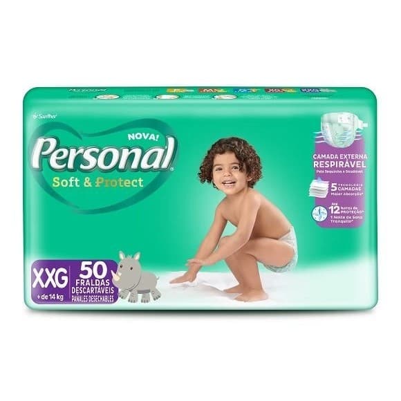 Fralda Personal Baby Protect & Sec Tamanho XXG Pacote Hiper 50 Unidades