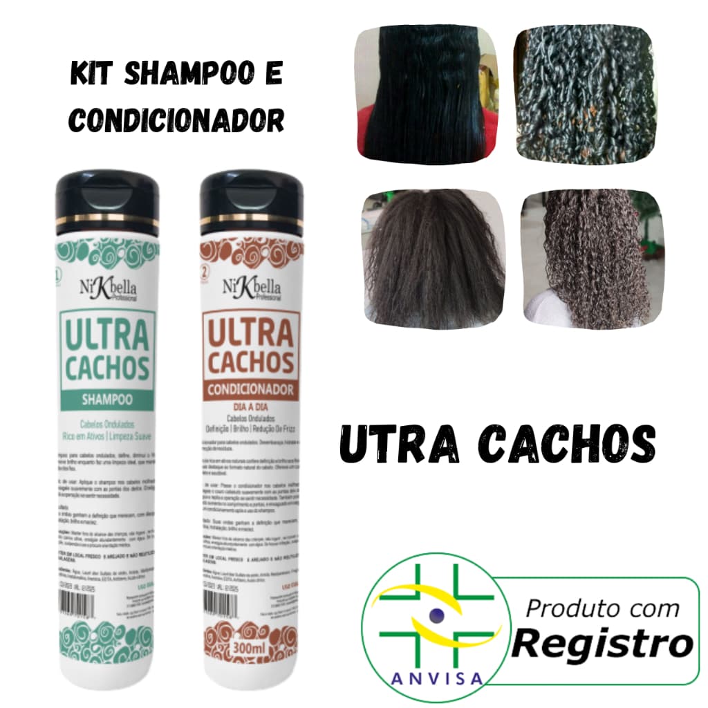 Kit Ativador Cachos Shampoo e Condicionador Modela Cabelo cacheado Ondulado Crespo Controla o Frizz