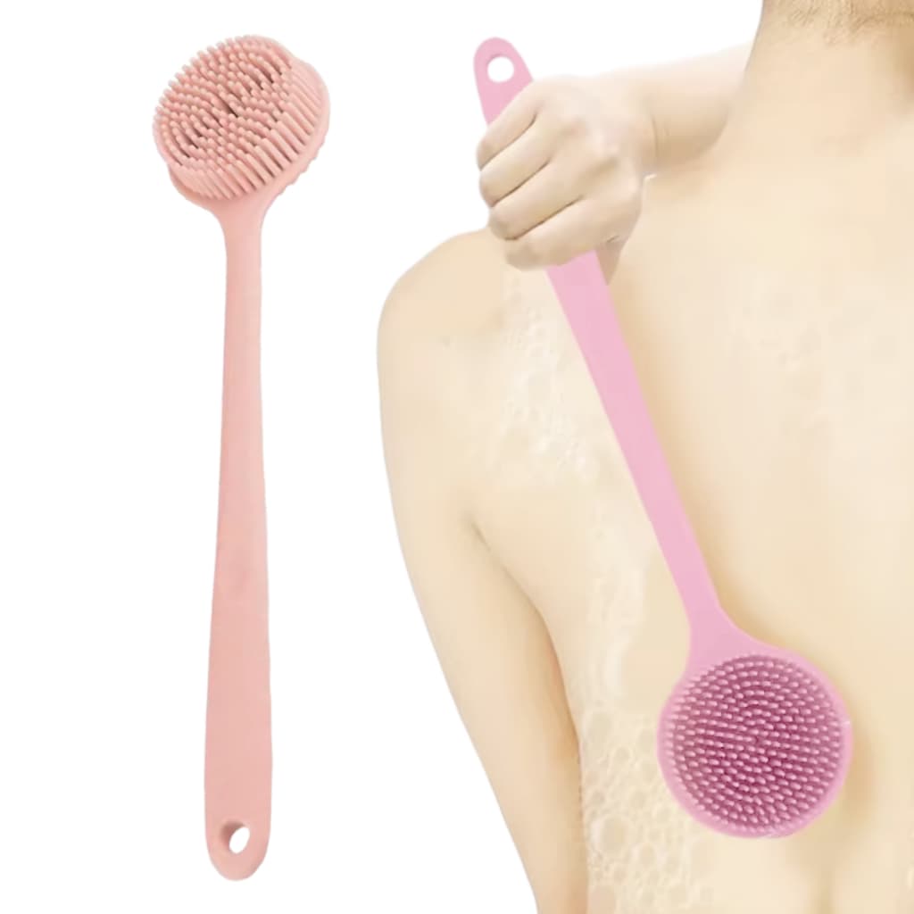 Escova Dupla de Silicone Para Banho Massageadora Esfoliação Bucha Rose