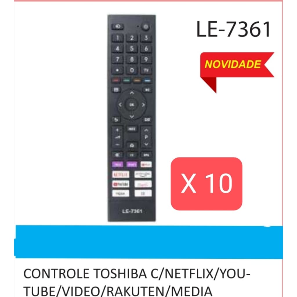 kit 10/6 CONTROLE REMOTO PARA SMART TV SEMP TOSHIBA LE-7361
