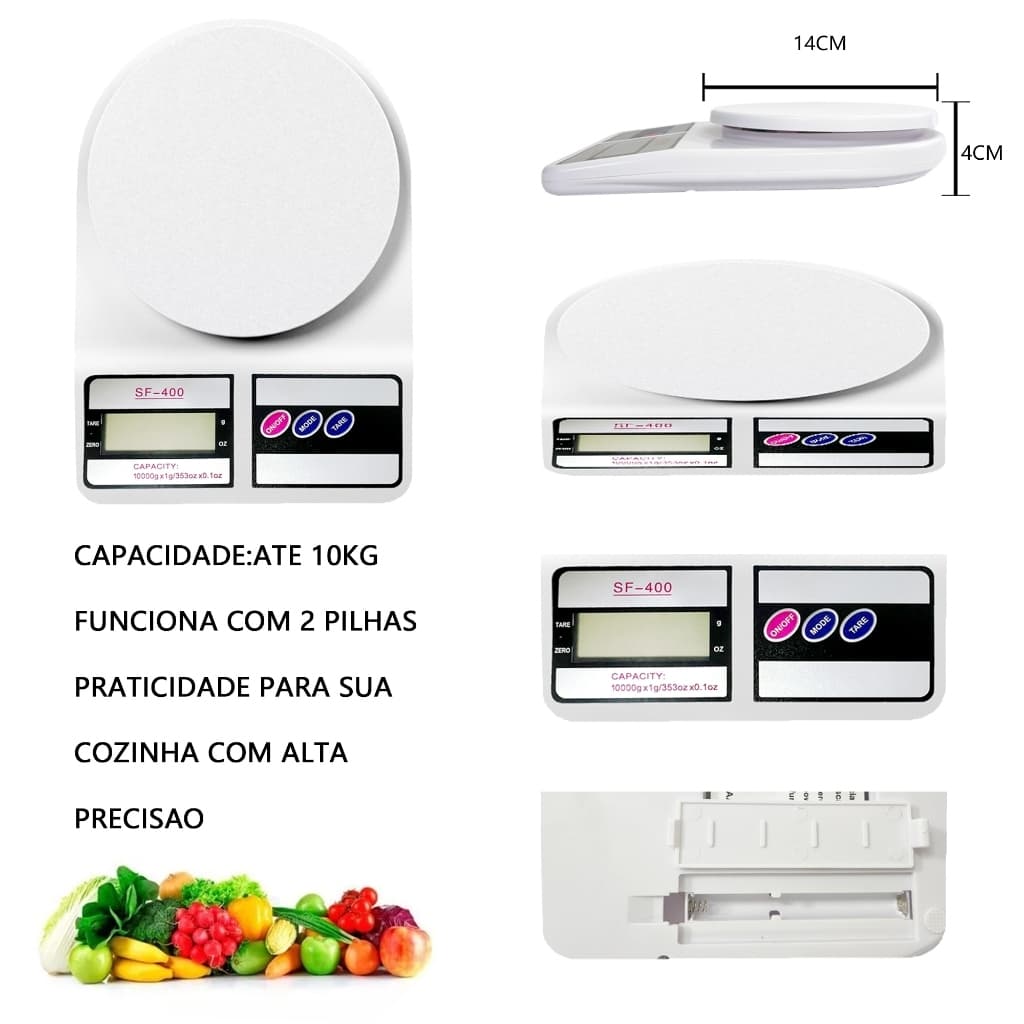 Balança De Cozinha Digital Alta Precisão ate 10KG Escala 1 grama Nutrição E Dieta Balança de Alimentos Digital