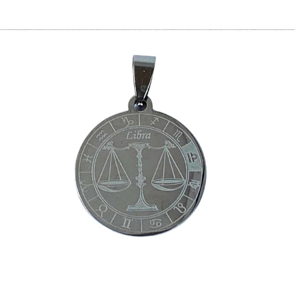 Pingente Prateado Signo Libra em Aço inoxidável