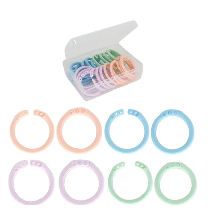 Pacote Com 25 Argolas Articulada em Plástico 2,2cm (22mm) Color Candy Para Encadernação/ Scrapbook/ Álbuns/ Cadernos