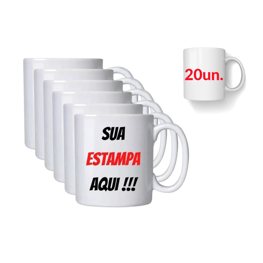 Kit 20 canecas personalizadas com sua arte estampa logo ideia