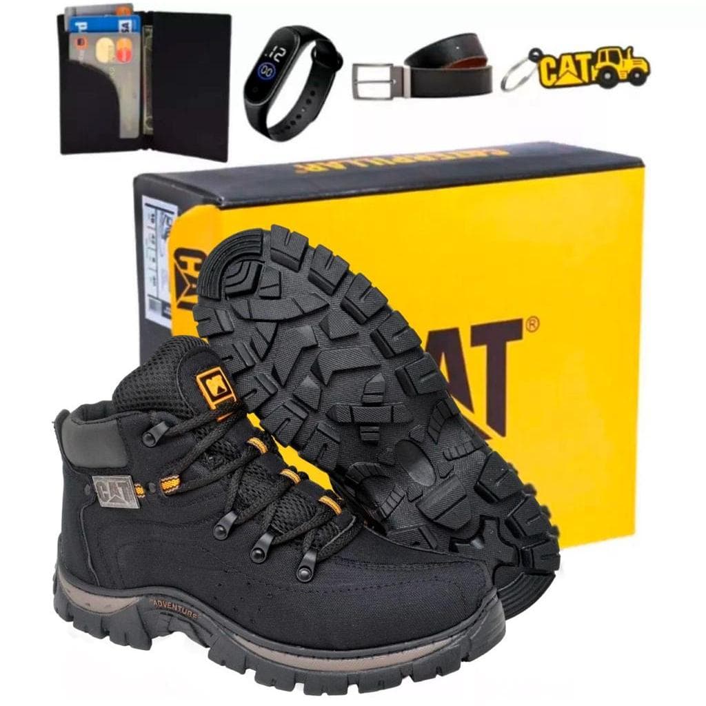 Bota Botina Masculina Casual Adventure Reforçado Costurado + Cinto Carteira e Relogio