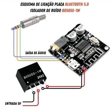Mini Modulo Placa Receptor Bluetooth 5.0 + Isolador B0505 5v - Envio imediato para todo Br