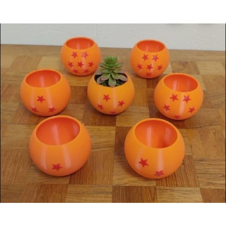 kit Vasos de Plantas em Formato de Esferas do Dragão - 6cm e 8cm de Diâmetro - Drangon Ball Z