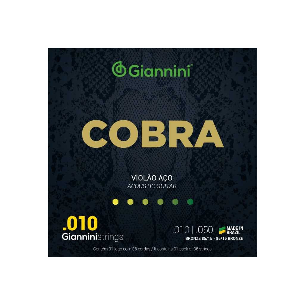 Encordoamento para Violão Aço .010 Giannini Cobra 6 cordas Bronze 85/15 GEEFLE