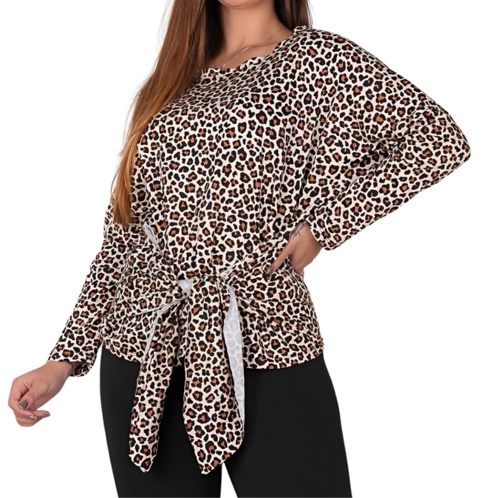 Blusa Feminina Amarrada Manga Longa Malha Dia a Dia Estilosa Premium Elegante Moda Country Inverno
