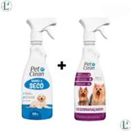 Kit Banho A Seco + Desembaraçador De Pelos Pet Clean 500ml