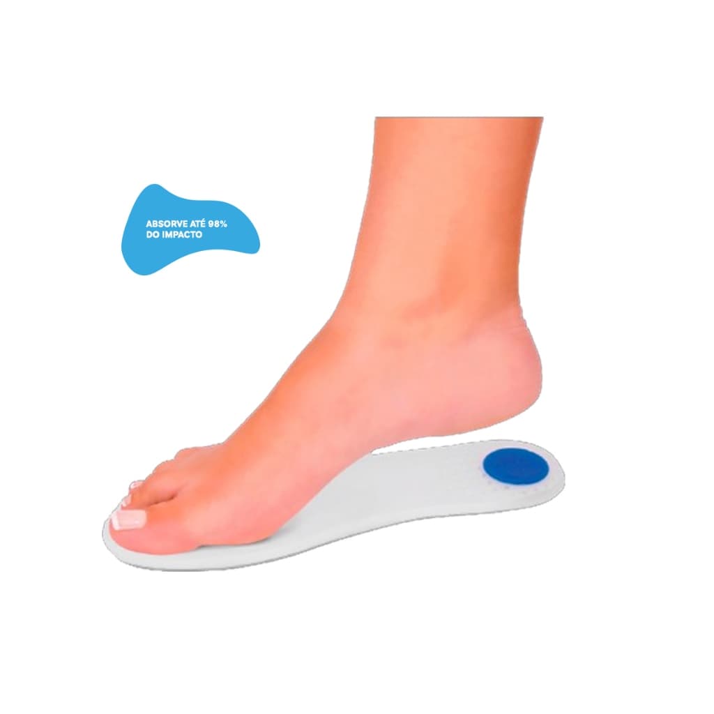Palmilha De Silicone Inteira Com Ponto Azul Anti Impacto Conforto Ortopédico