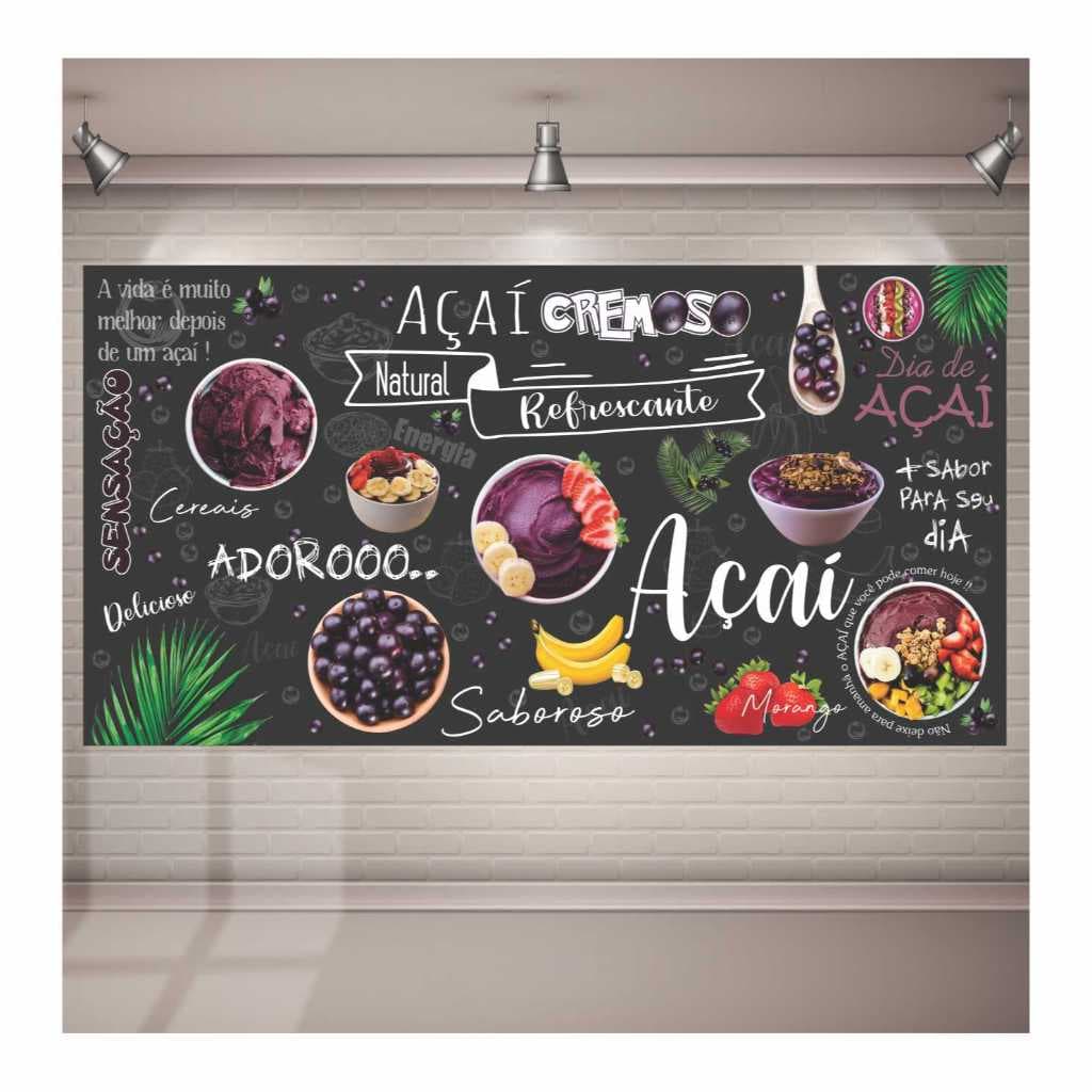 Adesivo Açai Lanchonete Frases Painel Decorativo Sorveteria S290