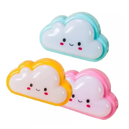 Mini Luminária Luz Led Infantil Nuvem Abajur de Tomada Led Infantil Colorida Quarto Bebê Noturna
