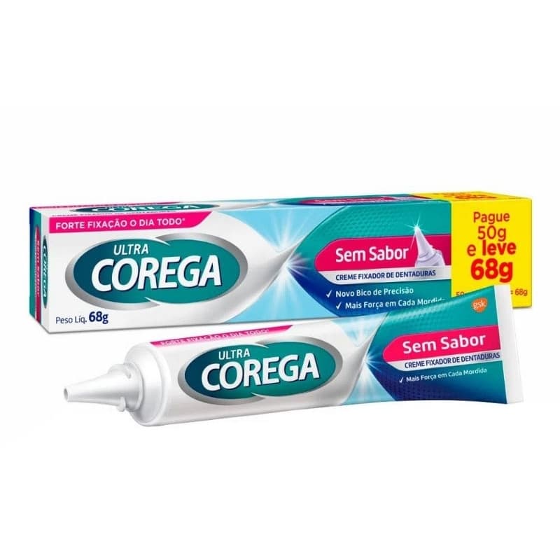Ultra Corega Creme 68g - Sem Sabor - Fixador de Dentaduras e Próteses