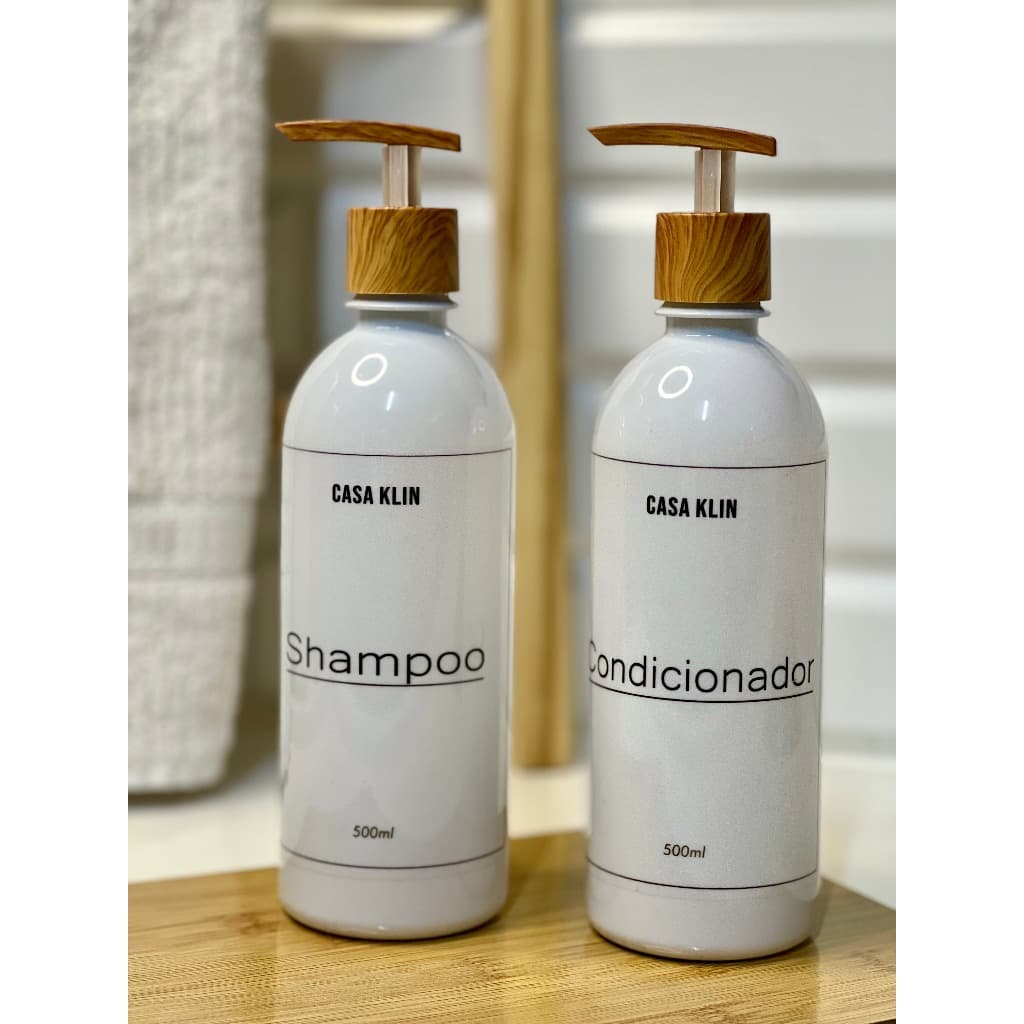 kit banheiro, 2 frascos luxo, organizadores para shampoo e condicionador 500ml
