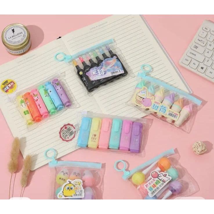 ASAYONG KIT MARCADORES DE TEXTO 6 CORES