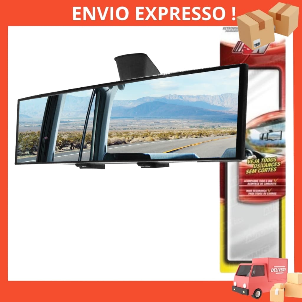 Espelho Retrovisor Interno Universal Panorâmico Automotivo Para Carros Com Ponto Cego 300mm