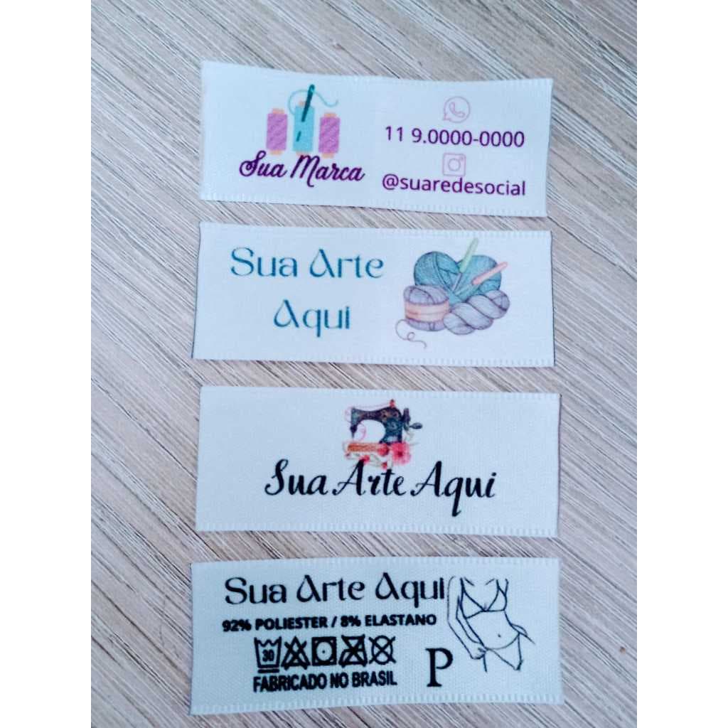 50 Etiquetas de Cetim 2,5x6 Personalizadas e Seladas - NÃO DESFIA*