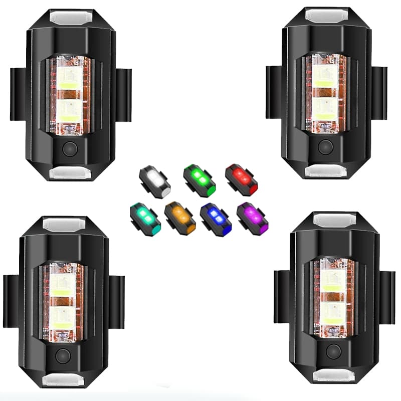 4 Luzes Led Aviso de Anti-Colisão De Moto / Bicicleta / Automóvel / Drone Luzes Estroboscópicas