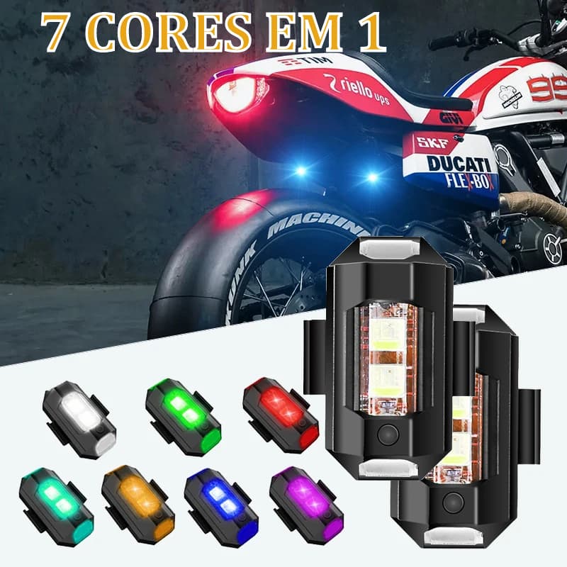 2 Luz Led Sinalizador de Moto/Carro/Bicicleta Drones Luz Led Alerta Recarregável Aviso Anti-Colisão