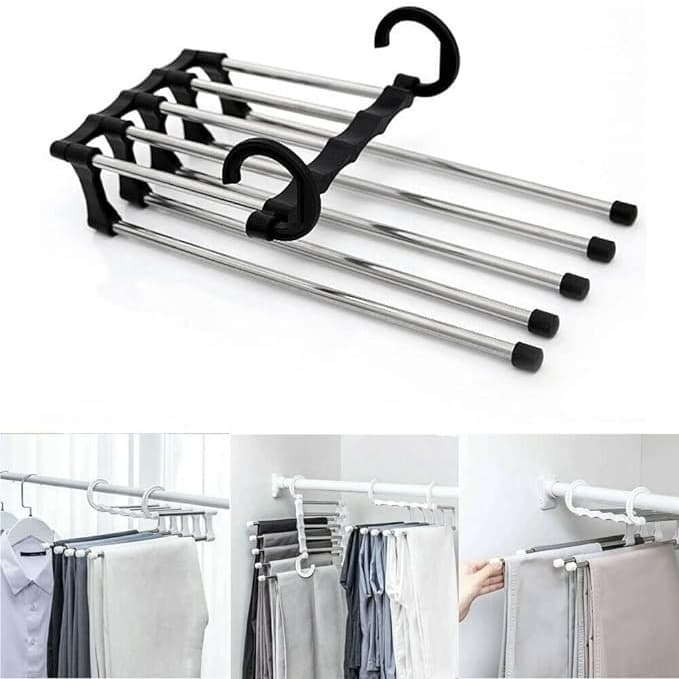 Cabide com 5 Divisórias Guarda-Roupa Multifuncional para Calças
