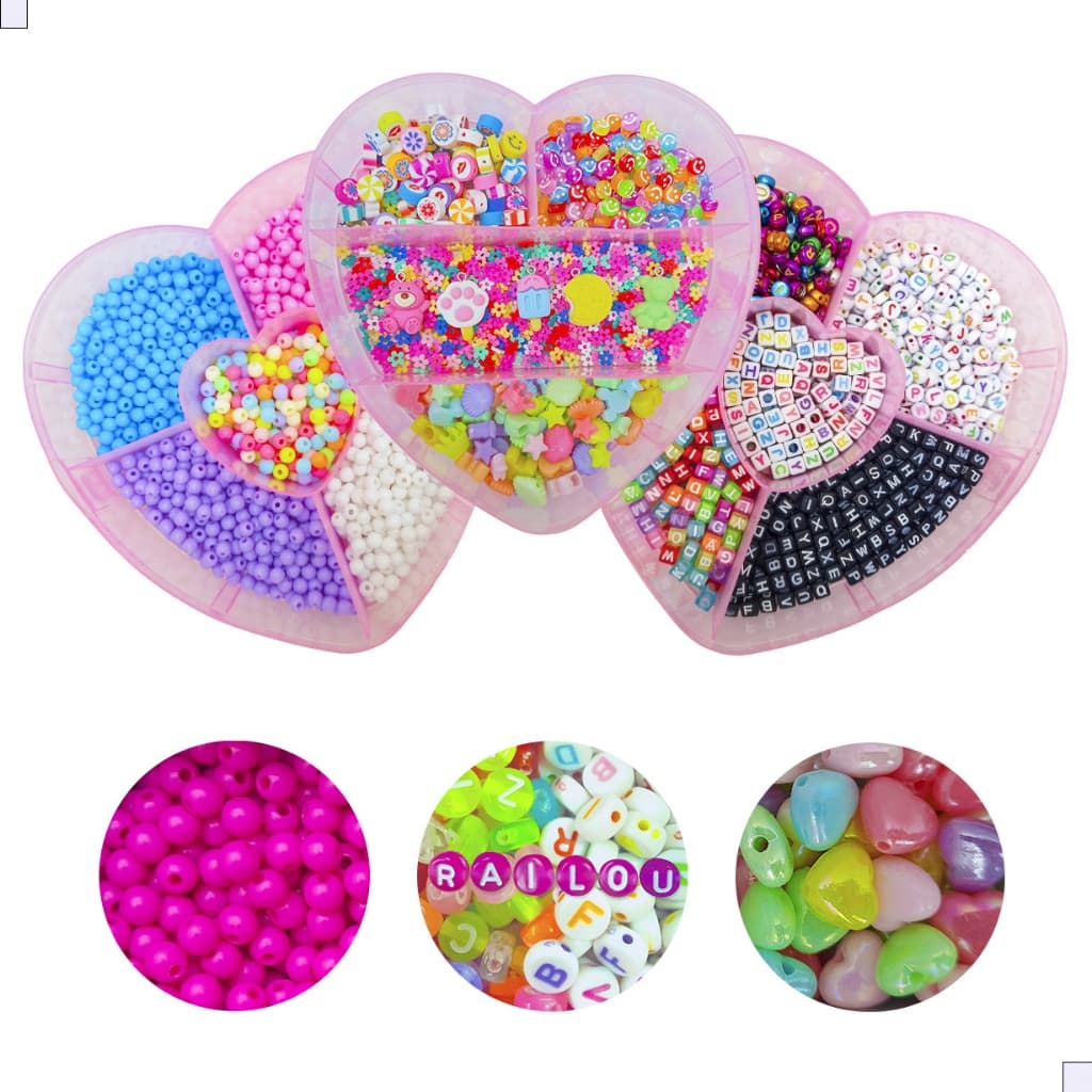 Kit Miçangas 2900 P/ Montar Pulseira Colar Menina Infantil Micanga Missangas + Silicone Kit Completo