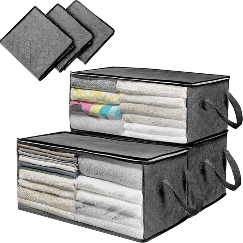Kit 3 Caixas Organizadoras De Roupas Cobertas Toalha Closet Armário Anti Sujeira Organização TNT