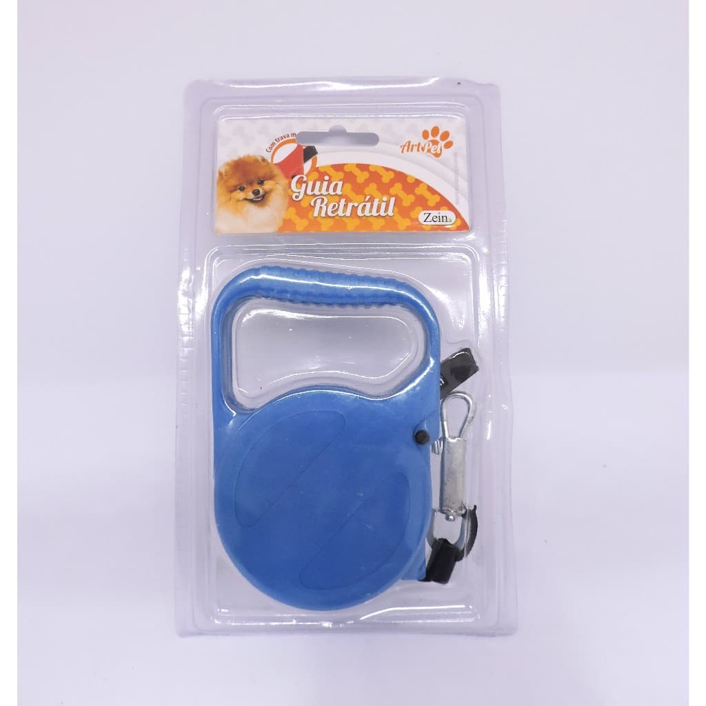 Guia Retrátil Pets 3 metros Para Cachorros Gatos Passeio Azul qualidade para seu pet