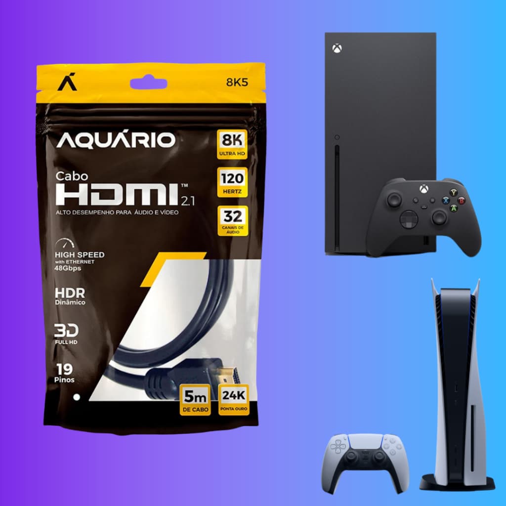 Cabo HDMI 2.1 para PS5 / XBOX SERIES X/S 8k Ultra HD Tamanhos 4k 120Hz Profissional