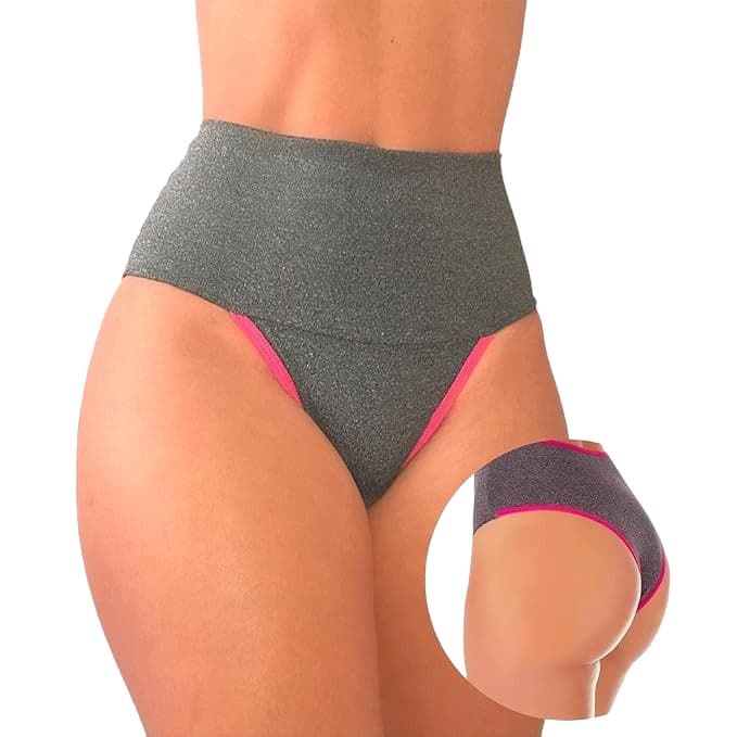 KIT 3 Calcinhas Modeladora Fitness Seca Barriga Cós Alto Duplo Com Compressão Abdominal Segura Barriga