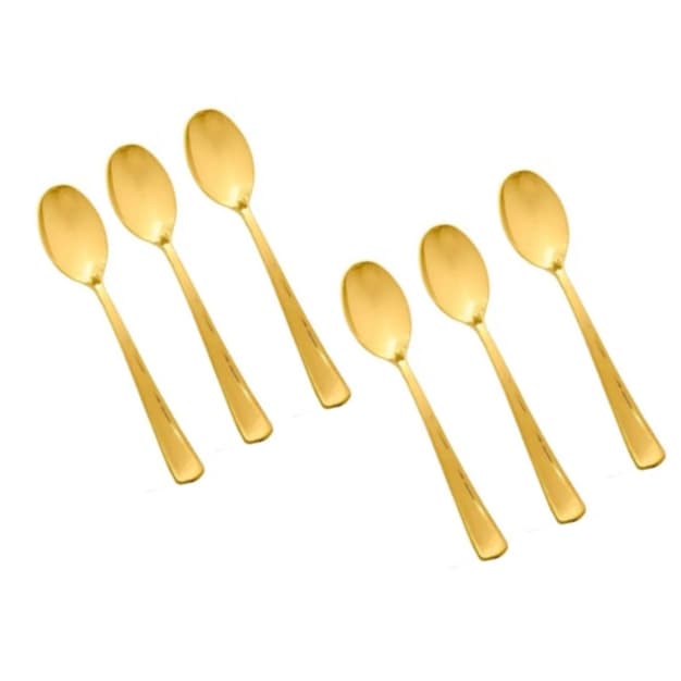Kit Colher Sobremesa Dourados 6pçs Mesa Posta