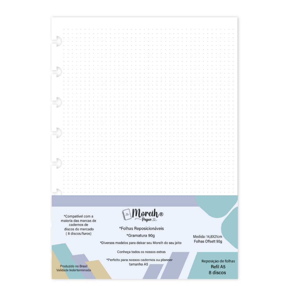 MIOLO REFIL PARA CADERNO DE DISCOS PONTILHADO - 50 folhas